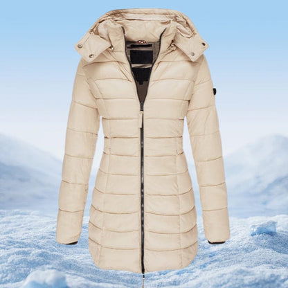 🔥HOT SALE 49% OFF🔥 Winter Women's Mid-length Padded Jacket Warm Solid Color Hooded Jacket