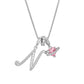💖Initial Letter Necklace with Pink Heart Charm✨