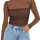 💃Last Day Sales -50% OFF🎉Women's Sparkle Mesh Sheer Long Sleeve Ruched Top