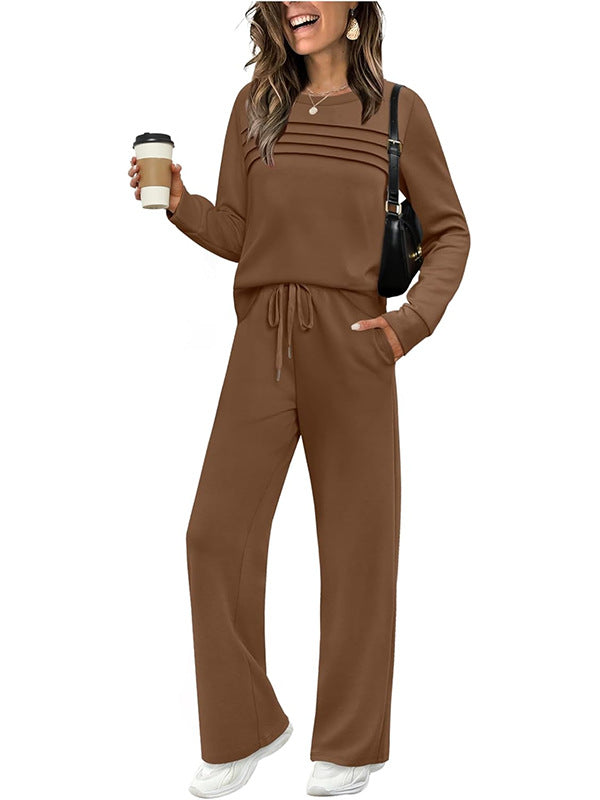 🔥LAST DAY SALE 70% OFF👍✨Women's Crew Neck Top & Drawstring Pants Set