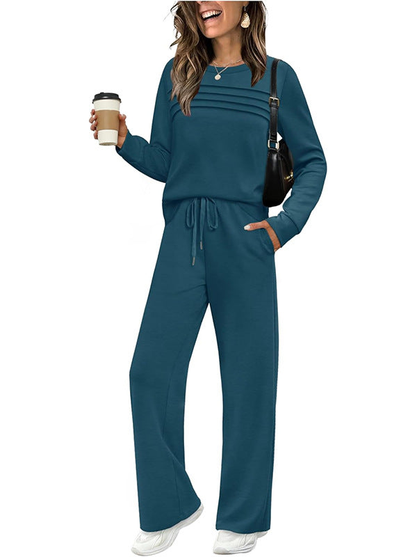 🔥LAST DAY SALE 70% OFF👍✨Women's Crew Neck Top & Drawstring Pants Set