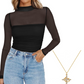 💃Last Day Sales -50% OFF🎉Women's Sparkle Mesh Sheer Long Sleeve Ruched Top