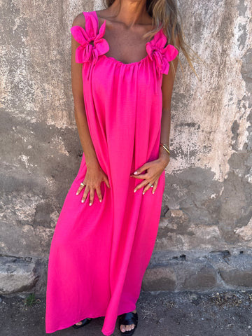 🌺Summer Hot Sale 50% OFF💕 Floral Straps U Neckline Solid Women's Dresses