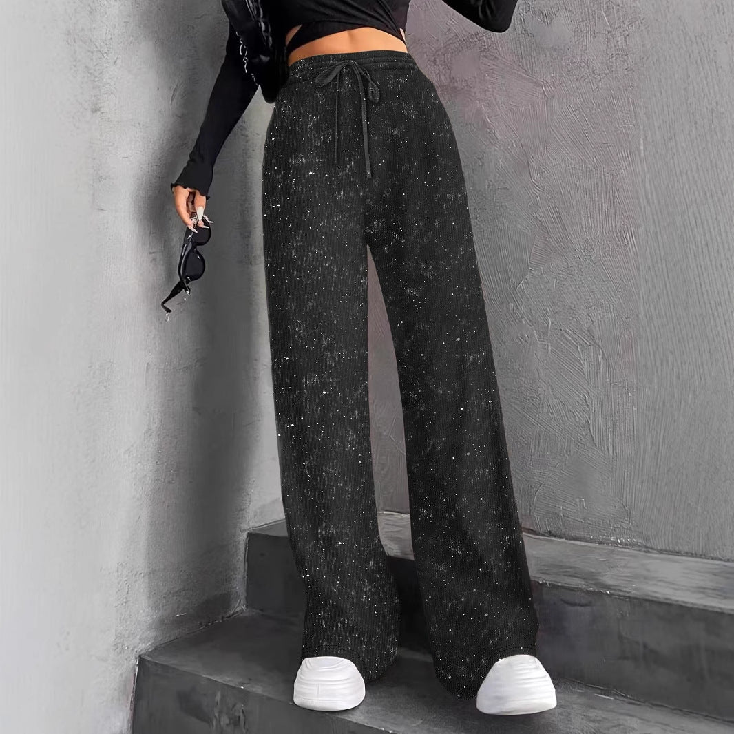 🎅LAST DAY SALE 50% OFF💖Women's Sequin Sparkle Wide Leg Pants with Elastic Waistband