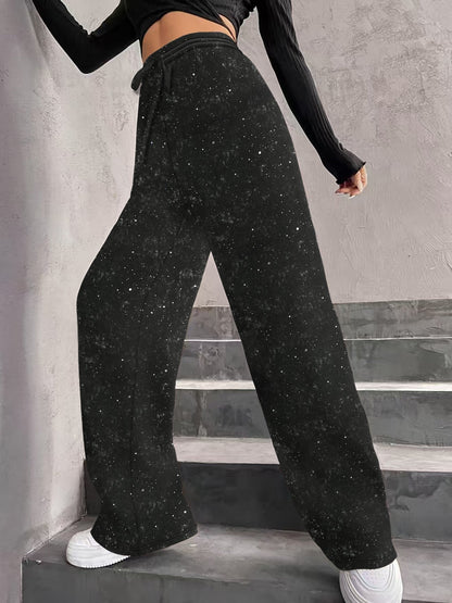 🎅LAST DAY SALE 50% OFF💖Women's Sequin Sparkle Wide Leg Pants with Elastic Waistband