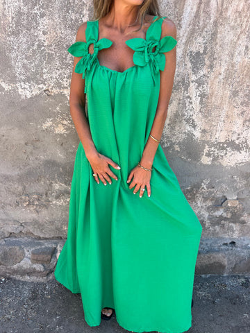 🌺Summer Hot Sale 50% OFF💕 Floral Straps U Neckline Solid Women's Dresses