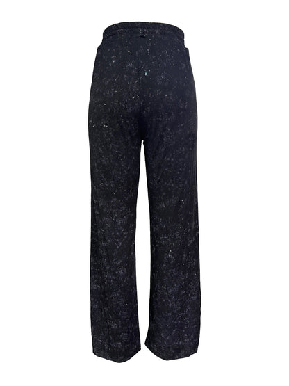 🎅LAST DAY SALE 50% OFF💖Women's Sequin Sparkle Wide Leg Pants with Elastic Waistband
