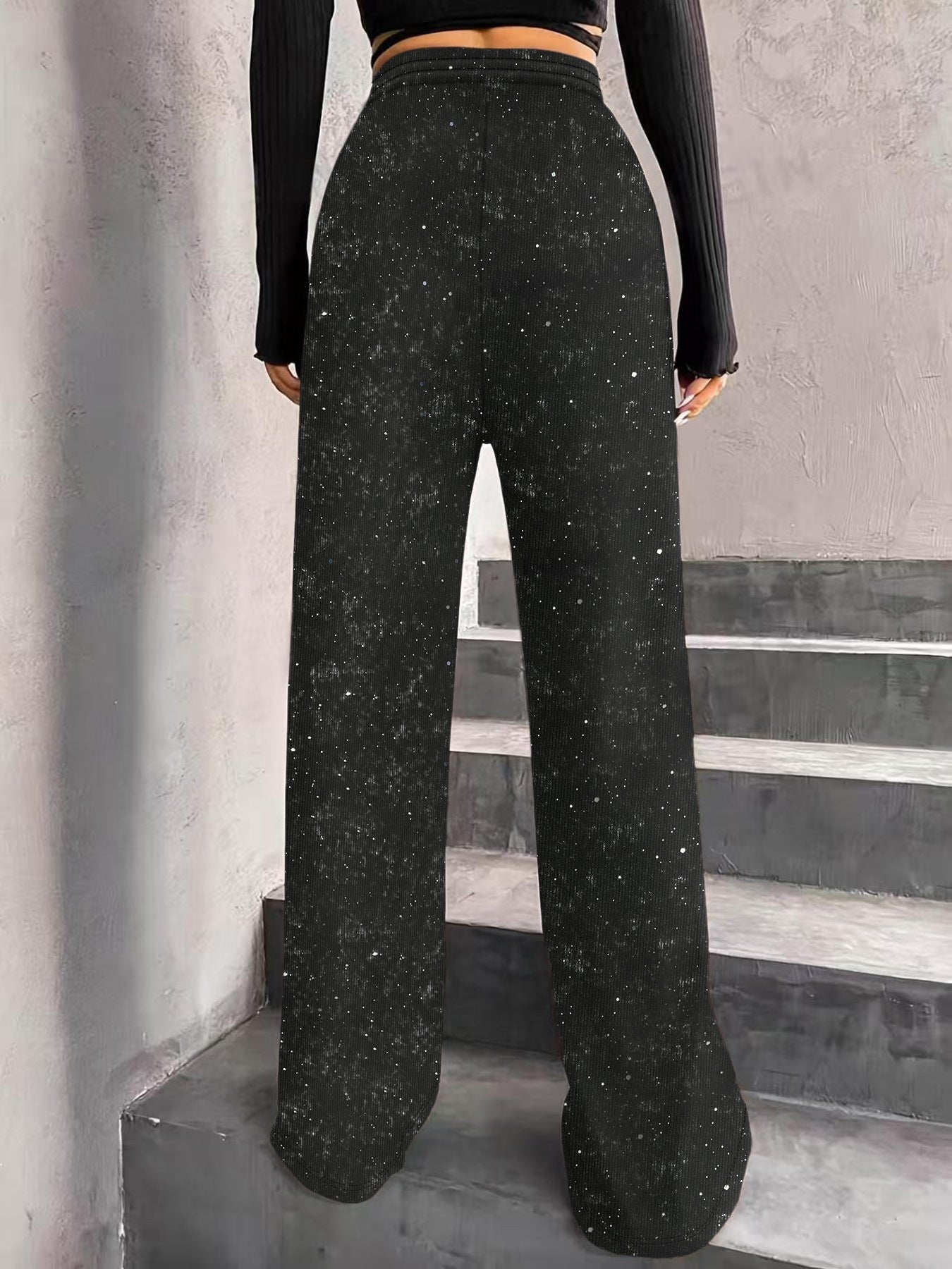 🎅LAST DAY SALE 50% OFF💖Women's Sequin Sparkle Wide Leg Pants with Elastic Waistband