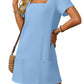 💕Last Day Promotion 48% OFF👗Women's Casual Square Neck Pocket Short Sleeve Dress with Pockets