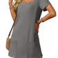 💕Last Day Promotion 48% OFF👗Women's Casual Square Neck Pocket Short Sleeve Dress with Pockets