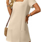 💕Last Day Promotion 48% OFF👗Women's Casual Square Neck Pocket Short Sleeve Dress with Pockets