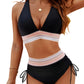 💃Vacation Sale 49% OFF💃High Waisted Tummy Control Color Block Bikini Sets