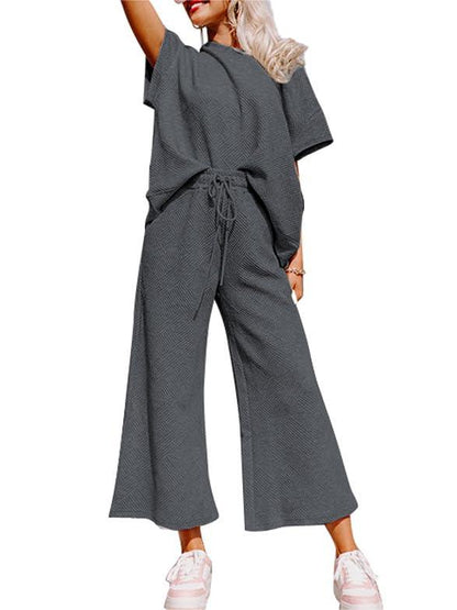 🔥HOT SALE🔥WOMEN'S TEXTURED LOOSE FIT T SHIRT SET