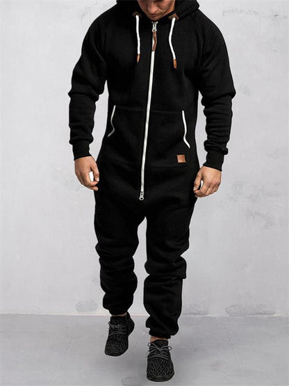 🎁New Arrivals 50% OFF💥Hooded Fleece Solid Color Jumpsuit