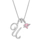 💖Initial Letter Necklace with Pink Heart Charm✨