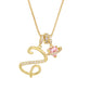 💖Initial Letter Necklace with Pink Heart Charm✨
