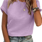 🏆 50K+ SOLD! Almost Gone-⚡2026 Summer Outfit Womens Short Sleeve Tops Round Neck Ruffle Casual Summer Textured Work T Shirts Tee Blouse