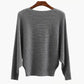Women's Boat Neck Bat Sleeve Knitted Sweater
