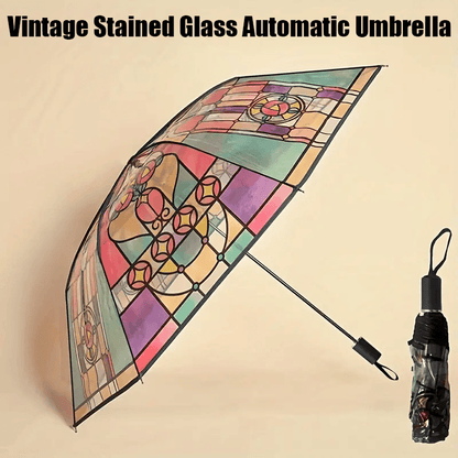 🔥Hot Sale 💦 -Vintage Stained Glass Automatic Umbrella