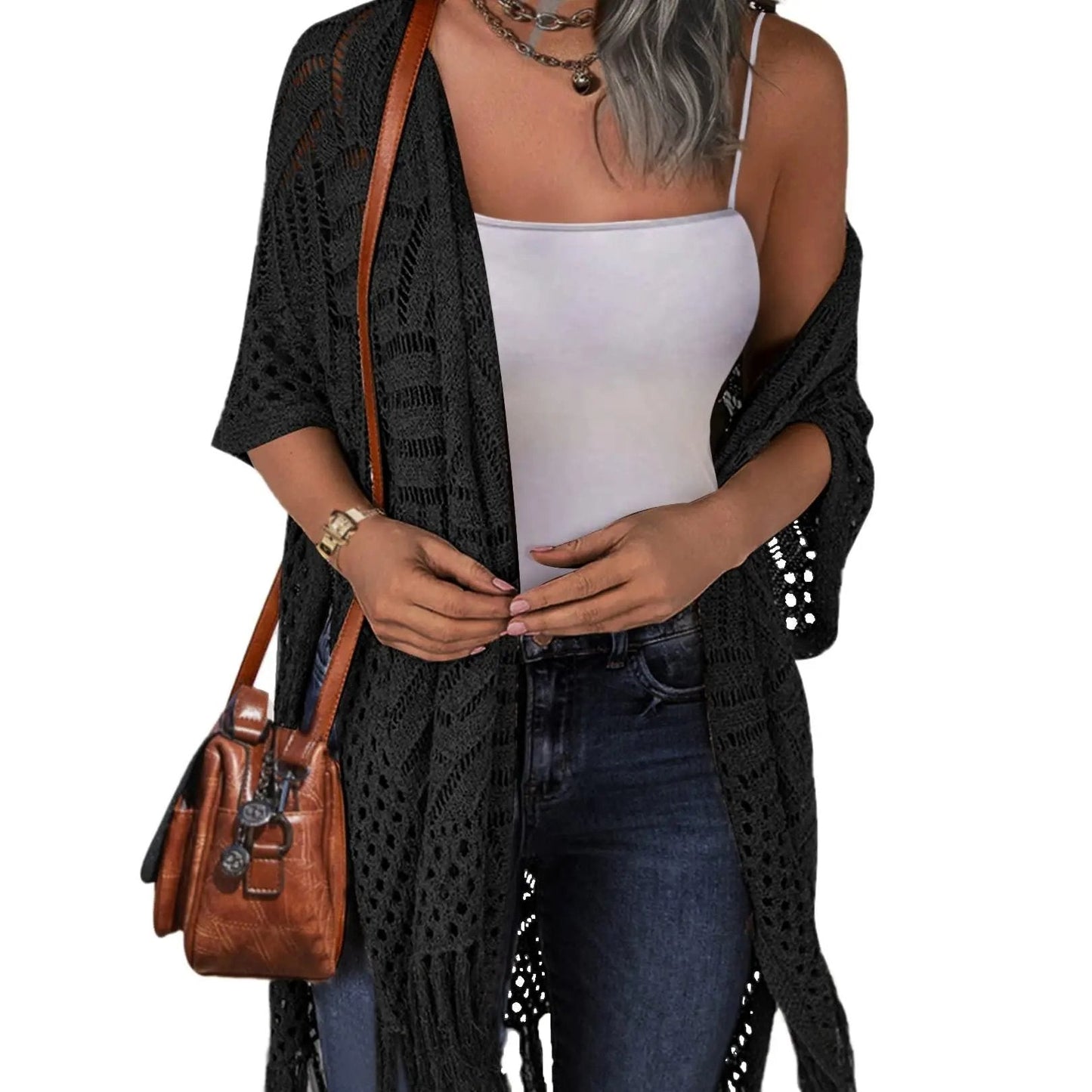 🥳2026 HOT SALE🥳💞50K+ SOLD!🌸☀️ 50% OFF – Just £16.99! Oversized Knit Cardigan – Lightweight crochet tassel kimono for spring & summer. Breathable viscose‑nylon blend – no itch, no cling – layer over anything! 🧶✨