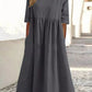 Women's Casual Basic Outdoor Crew Neck Pocket Smocked Cotton Dress