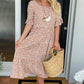 Round Neck Polka Dot Print Midi Dress