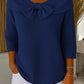 Women's plain knitted jumper with a round neckline and 3/4 sleeves, with a bow, for everyday wear