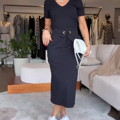 ⏳Limited Time 49% Off💥Women's V-Neck Top and Skirt Set