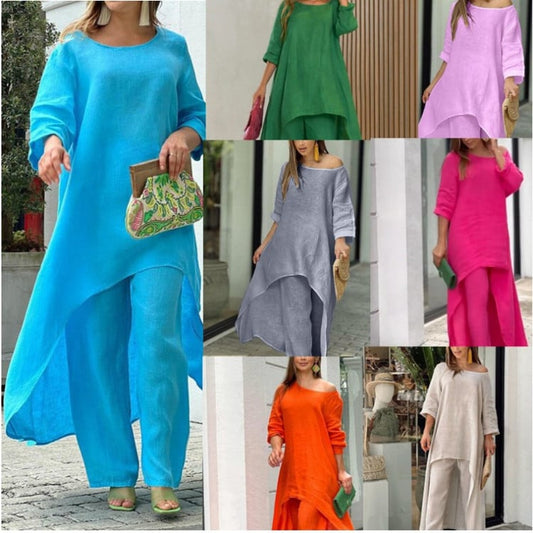 💥💥Big Sale 48% OFF💕Women's Solid Colour Linen Fashion Casual Suit 💃💕Women's Solid Color Linen Fashionable Casual Suit💃