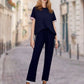 Women's Striped T-Shirt & Wide-Leg Joggers Set