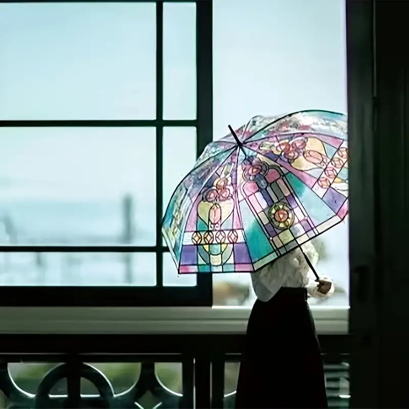 🔥Hot Sale 💦 -Vintage Stained Glass Automatic Umbrella