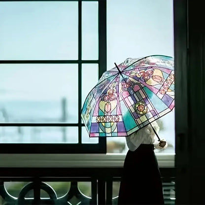 🔥Hot Sale 💦 -Vintage Stained Glass Automatic Umbrella