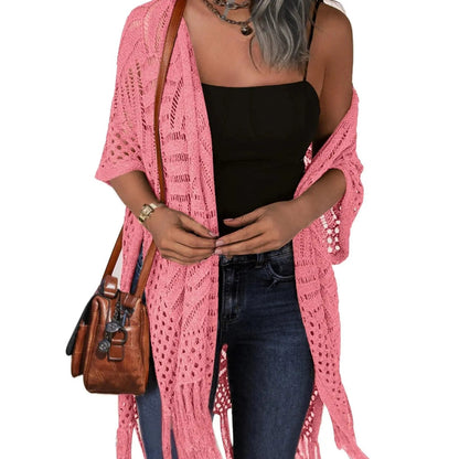 🥳2026 HOT SALE🥳💞50K+ SOLD!🌸☀️ 50% OFF – Just £16.99! Oversized Knit Cardigan – Lightweight crochet tassel kimono for spring & summer. Breathable viscose‑nylon blend – no itch, no cling – layer over anything! 🧶✨