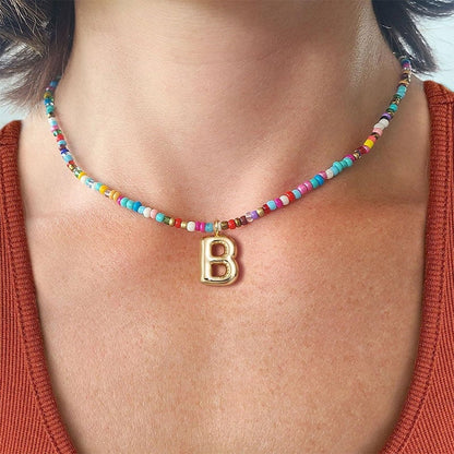 💜LAST DAY PROMOTION - 50%OFF💜 Letter Beaded Necklace for Women🔤A-Z