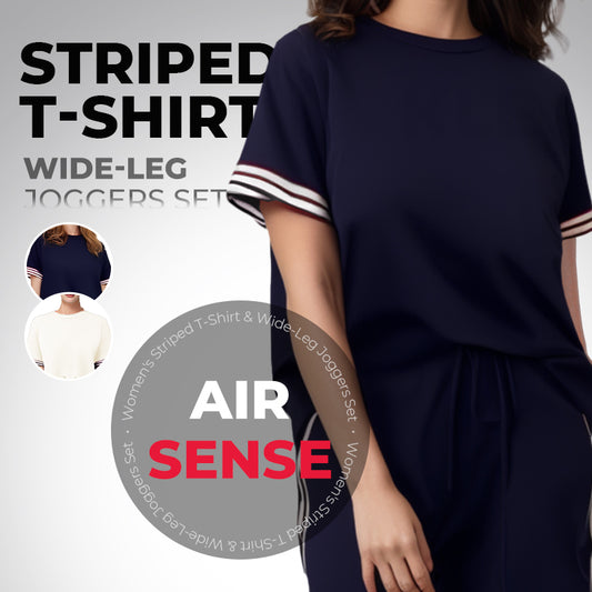 Women's Striped T-Shirt & Wide-Leg Joggers Set