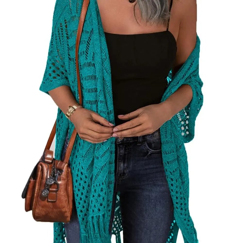 🥳2026 HOT SALE🥳💞50K+ SOLD!🌸☀️ 50% OFF – Just £16.99! Oversized Knit Cardigan – Lightweight crochet tassel kimono for spring & summer. Breathable viscose‑nylon blend – no itch, no cling – layer over anything! 🧶✨