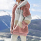 🔥HOT SALE 50% OFF💕2025 New Women's Winter Plush Hooded Colorblock Jacket With Pockets