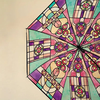 🔥Hot Sale 💦 -Vintage Stained Glass Automatic Umbrella