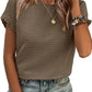 🏆 50K+ SOLD! Almost Gone-⚡2026 Summer Outfit Womens Short Sleeve Tops Round Neck Ruffle Casual Summer Textured Work T Shirts Tee Blouse