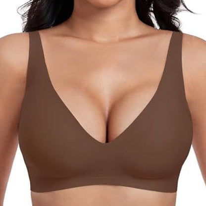 💗LAST DAY SALE 50% OFF⚡50K+ SOLD!!💕Jelly Wireless Womens Comfortable Wireless Bras Push Up Bralettes Seamless Tshirts Bras Deep V Everyday Bras