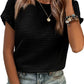 🏆 50K+ SOLD! Almost Gone-⚡2026 Summer Outfit Womens Short Sleeve Tops Round Neck Ruffle Casual Summer Textured Work T Shirts Tee Blouse