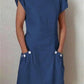 Solid Color Pocket Button Dress