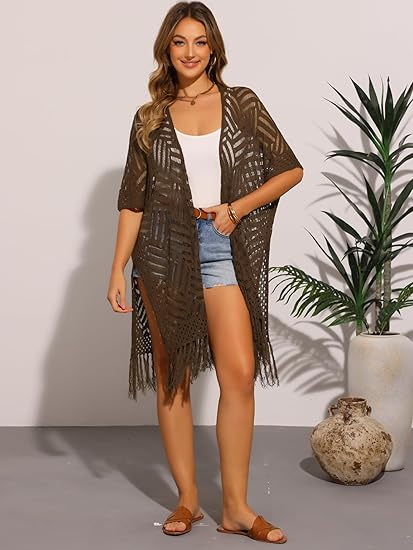 🥳2026 HOT SALE🥳💞50K+ SOLD!🌸☀️ 50% OFF – Just £16.99! Oversized Knit Cardigan – Lightweight crochet tassel kimono for spring & summer. Breathable viscose‑nylon blend – no itch, no cling – layer over anything! 🧶✨