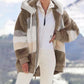 🔥HOT SALE 50% OFF💕2025 New Women's Winter Plush Hooded Colorblock Jacket With Pockets