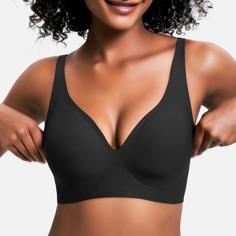 💜💜Jelly Wireless Womens Comfortable Wireless Bras Push Up Bralettes Seamless Tshirts Bras Deep V Everyday Bras