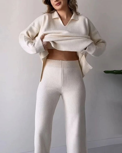 🔥Hot Sale 49% OFF🎁V-Neck Casual Slit Knitted Two-Piece Set