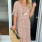 Round Neck Polka Dot Print Midi Dress