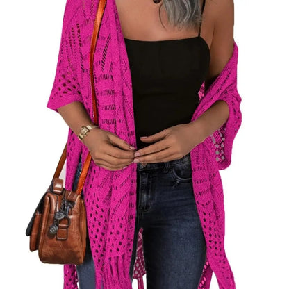 🥳2026 HOT SALE🥳💞50K+ SOLD!🌸☀️ 50% OFF – Just £16.99! Oversized Knit Cardigan – Lightweight crochet tassel kimono for spring & summer. Breathable viscose‑nylon blend – no itch, no cling – layer over anything! 🧶✨
