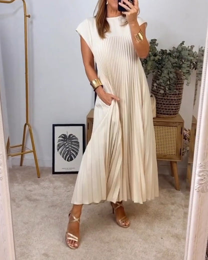 🌸Limited Sale 50% OFF🌸Sleeveless pleated simple solid colour dress🔥