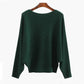 Women's Boat Neck Bat Sleeve Knitted Sweater